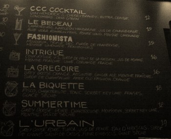 Le tableau des cocktails et les pictogrammes !