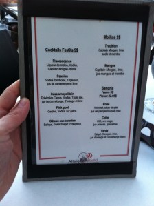 La carte des cocktails...