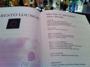 la carte des cocktails...