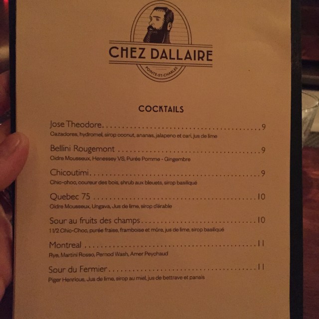 La carte des cocktails...